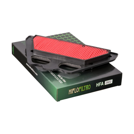 HIFLOFILTRO HFA2922 air filter for high-performance engines, with pleated paper design and durable rubber frame.