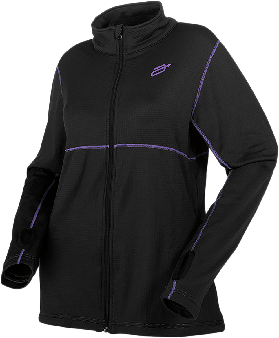 Black ARCTIVA Women's Insulator Mid-Weight Fleece jacket in XS, shown hanging with front view and zipper details.