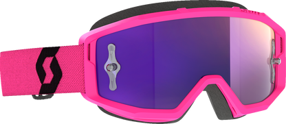 Scott Primal Goggle in pink and black with purple chrome lens, designed for motocross or off-road riding.