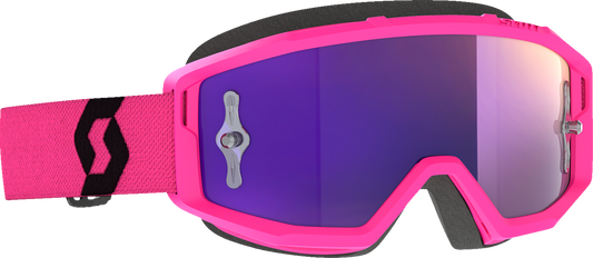 Scott Primal Goggle in pink and black with purple chrome lens, designed for motocross or off-road riding.