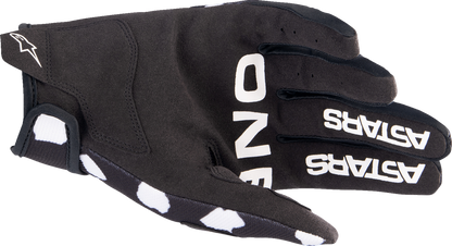 Alpinestars Radar Gloves in black and white, size 2XL, showing the textured palm and protective knuckle padding.