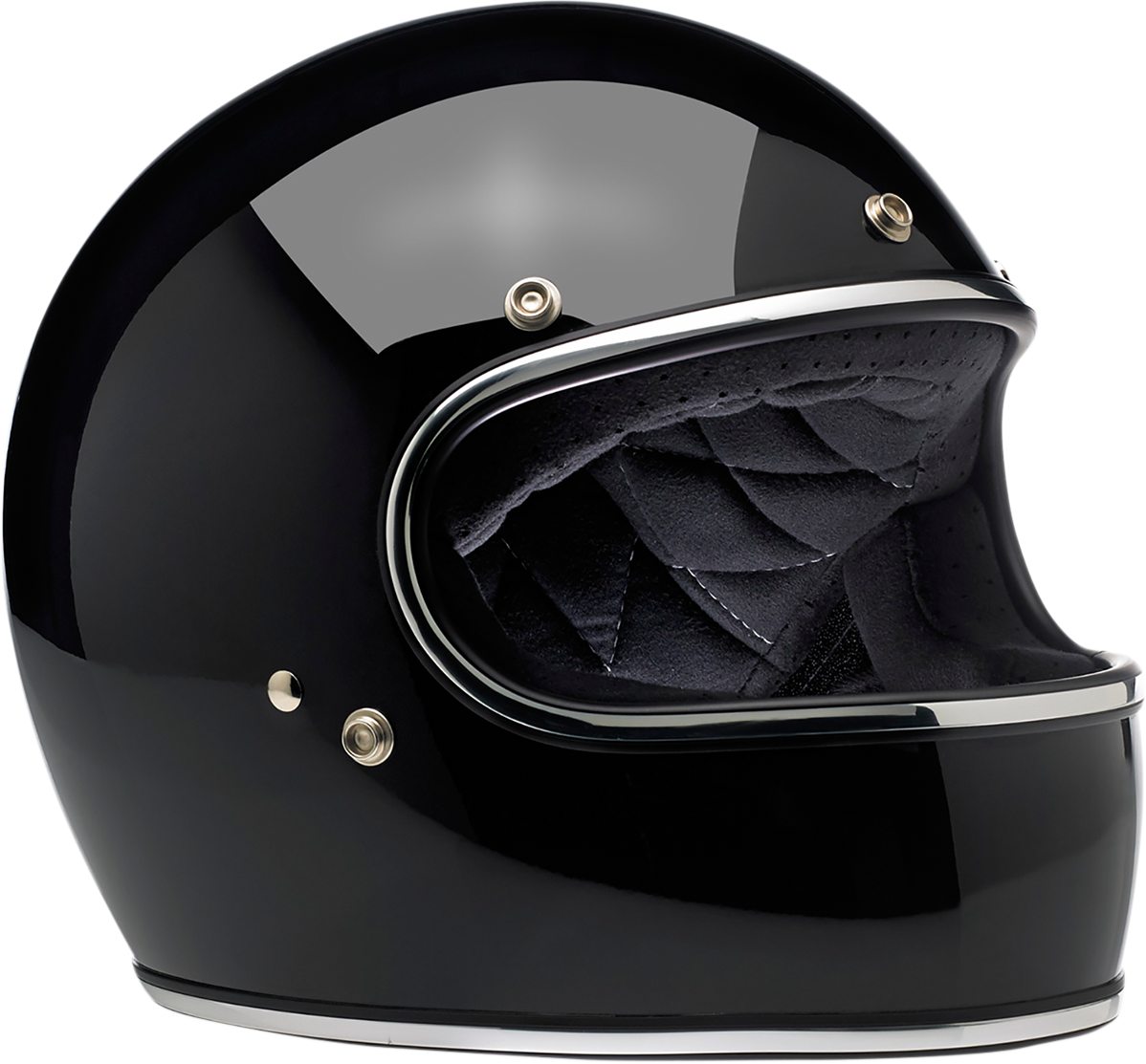 BILTWELL Gringo helmet in glossy black, 2XL size, with a smooth, shiny finish and classic motorcycle helmet design.
