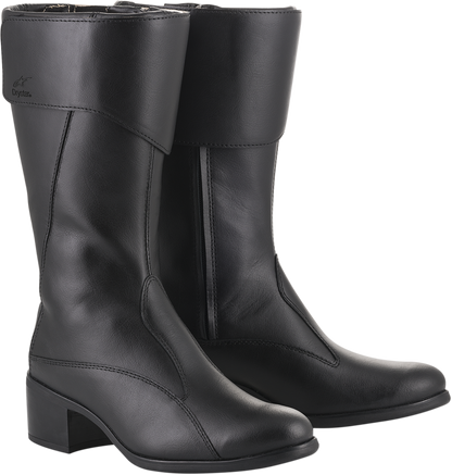Black Alpinstars Vika v2 waterproof women's boots, US 5.5 / EU 36, with sturdy design and waterproof features.