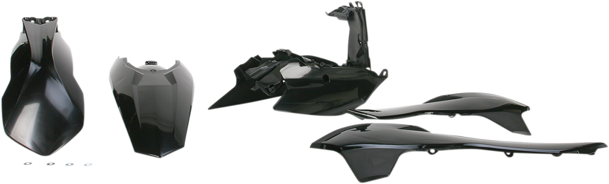 Black Acerbis standard replacement body kit for motorcycles, designed for durability and a sleek finish.