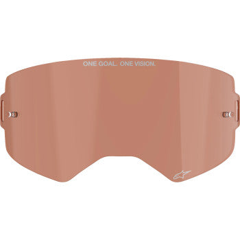 Alpinestars Supertech Goggles with Afterburn lens, black frame, clear lens, designed for motorcycle racing and performance riding.