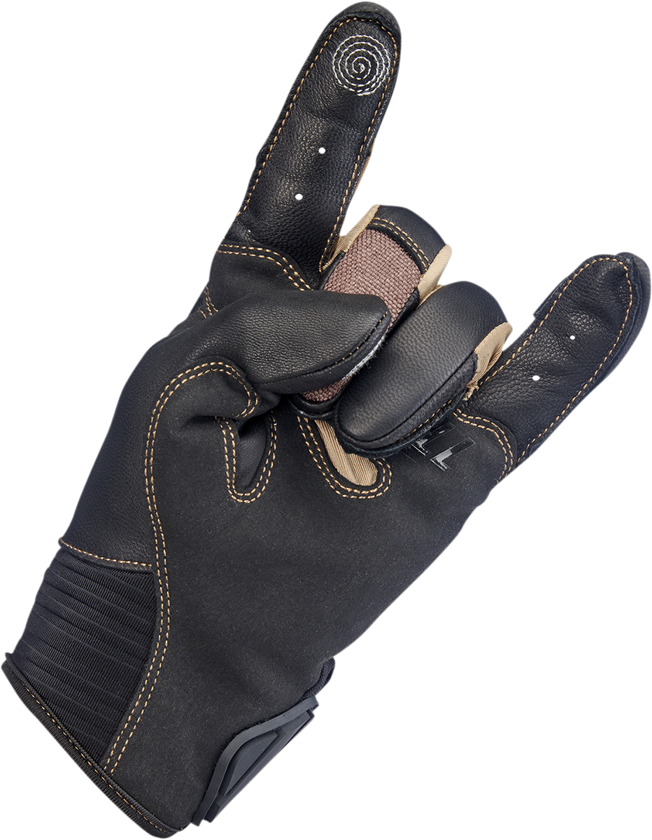 BILTWELL Bridgeport gloves in chocolate leather, XL size, featuring a rugged motorcycle glove design by Bill's Exhausts.