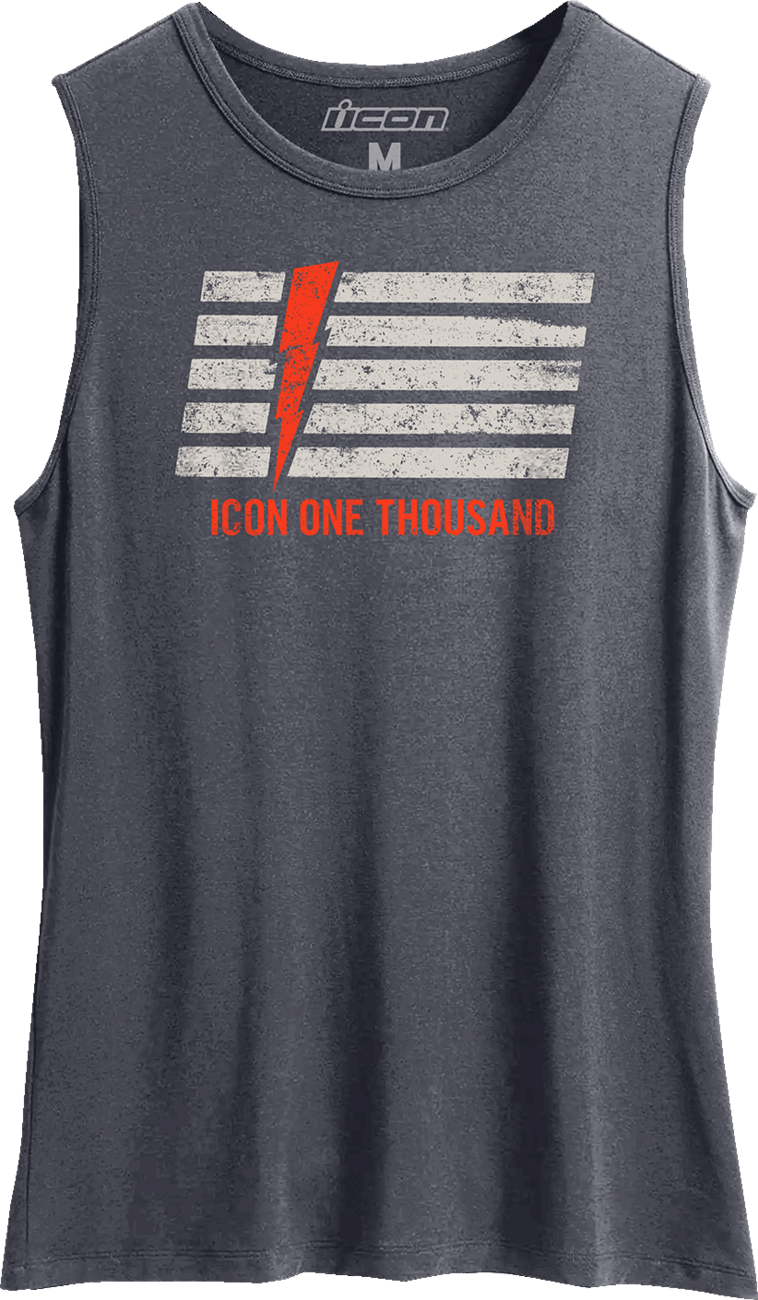 ICON Women's Invasion Stripe™ Tank Top in antique denim, large size, featuring bold stripe pattern and casual sleeveless design.