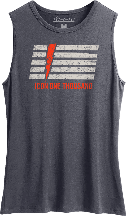 ICON Women's Invasion Stripe™ Tank Top in antique denim, large size, featuring bold stripe pattern and casual sleeveless design.