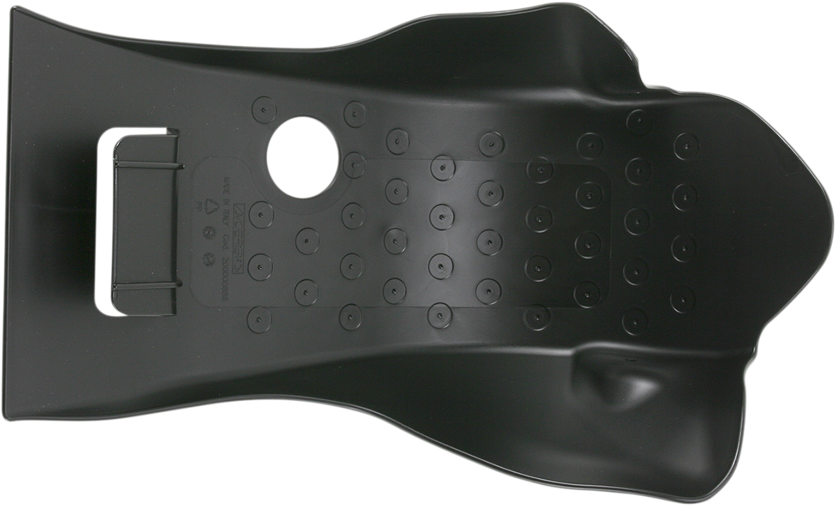 Acerbis black skid plate for KX 250F motorcycle, made of durable body material, designed to protect the bike's underside.