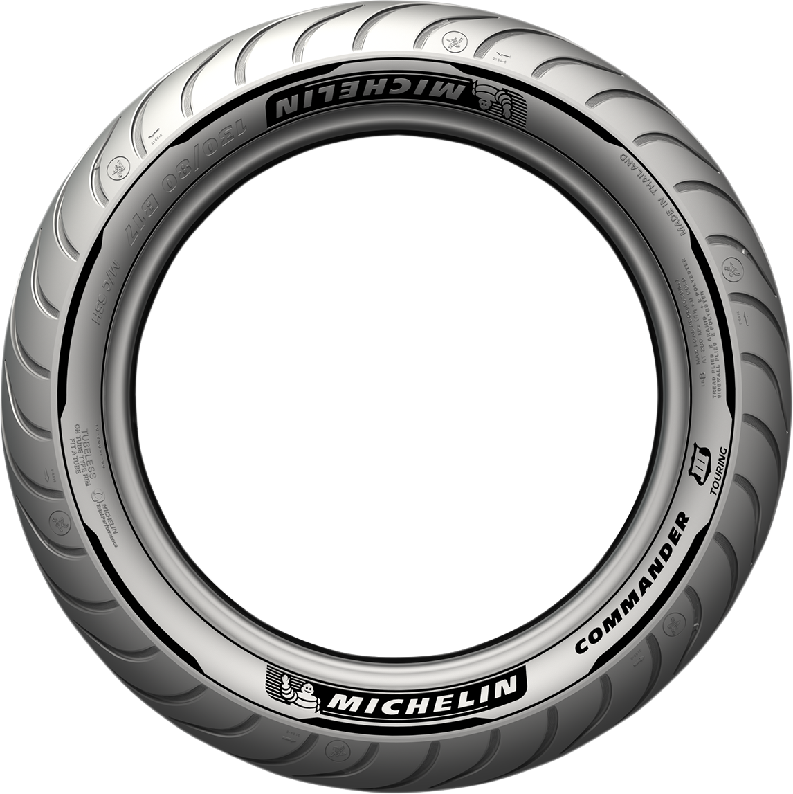 Michelin Commander III front motorcycle tire MH90-21 54H for Harley-Davidson V-Twin bikes, showing tread pattern and sidewall details.