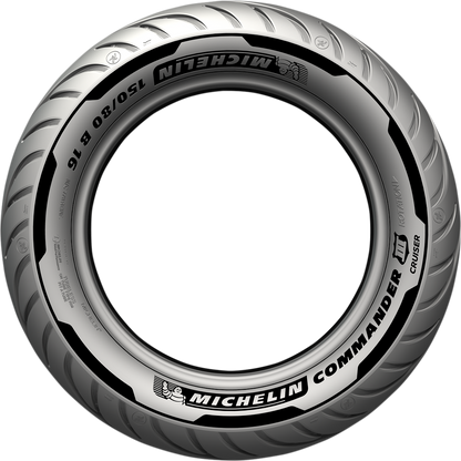 Michelin Commander III rear motorcycle tire 150/90B15 74H for V-Twin cruisers, featuring durable tread pattern.