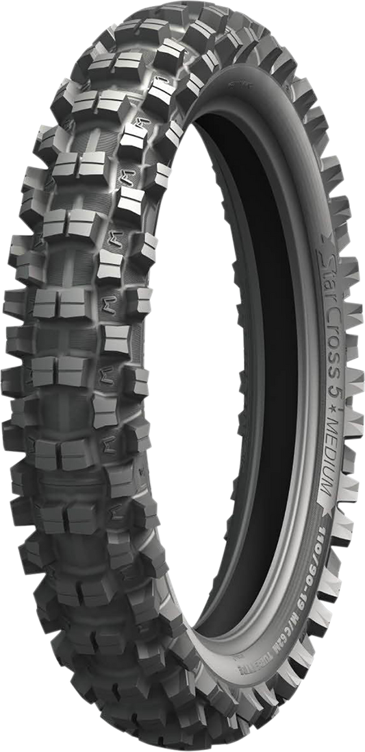 Michelin StarCross 5 Mini off-road motorcycle tire in 2.50-10 size, showing tread pattern and sidewall details.