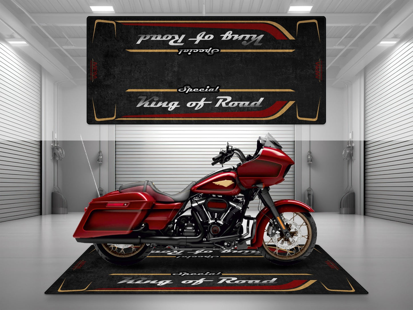 Motorcycle Mat for Cruiser Motorcycle "Special King of Road" - MM7346 - Howling Moto