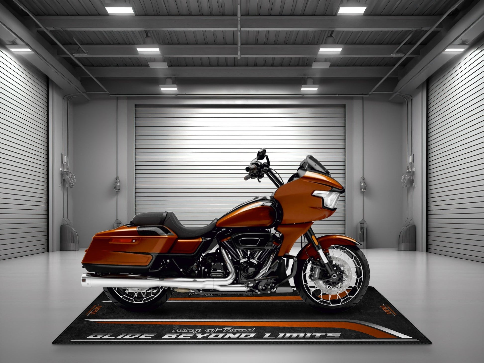 Motorcycle Mat for Cruiser Motorcycle "Glide Beyond Limits - King of Road " - MM7350 - Howling Moto