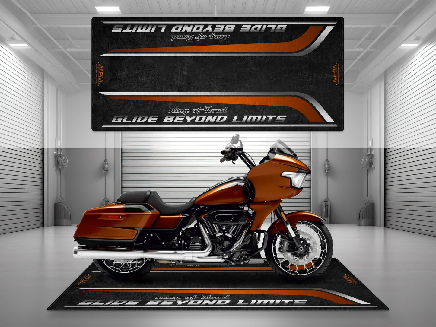 MPM Motorcycle Mat for Cruiser Motorcycle "Glide Beyond Limits - King of Road " - MM7350 - Howling Moto