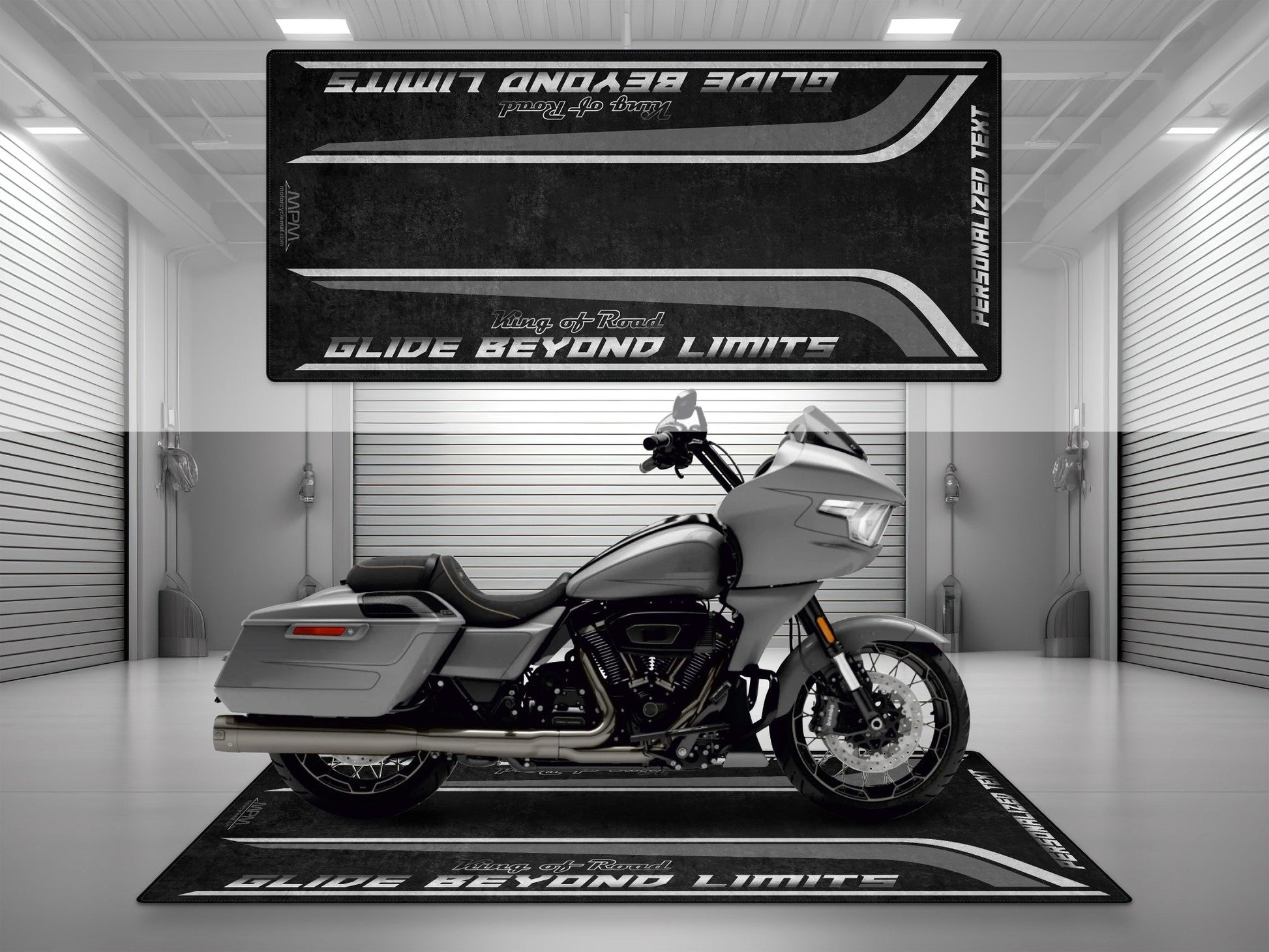 Motorcycle Mat for Cruiser Motorcycle "Glide Beyond Limits - King of Road " - MM7350 - Howling Moto