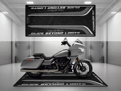 Motorcycle Mat for Cruiser Motorcycle "Glide Beyond Limits - King of Road " - MM7350 - Howling Moto