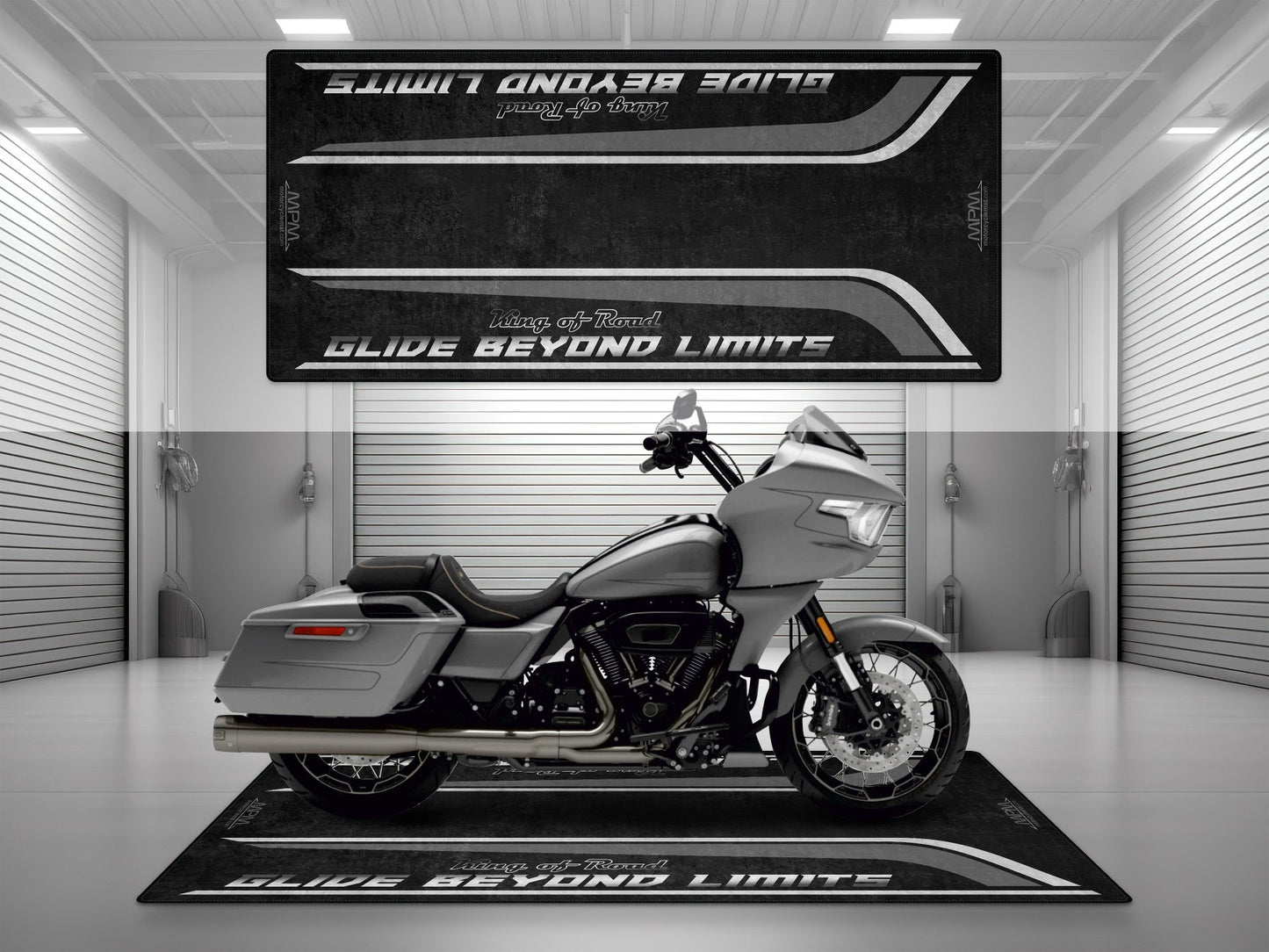 Motorcycle Mat for Cruiser Motorcycle "Glide Beyond Limits - King of Road " - MM7350 - Howling Moto
