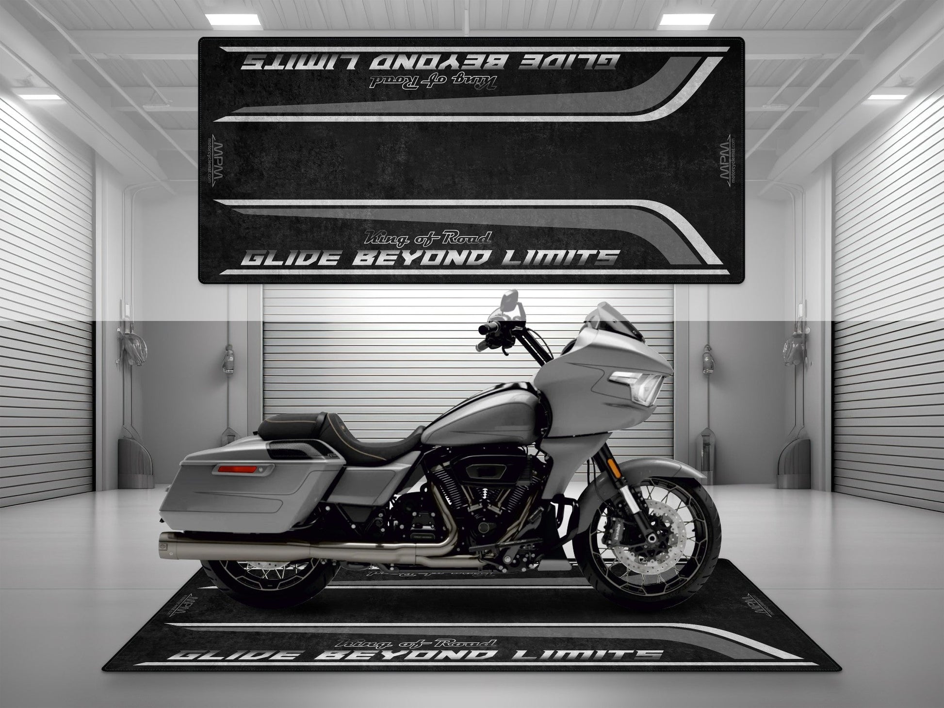 Motorcycle Mat for Cruiser Motorcycle "Glide Beyond Limits - King of Road " - MM7350 - Howling Moto