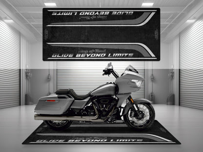 Motorcycle Mat for Cruiser Motorcycle "Glide Beyond Limits - King of Road " - MM7350 - Howling Moto