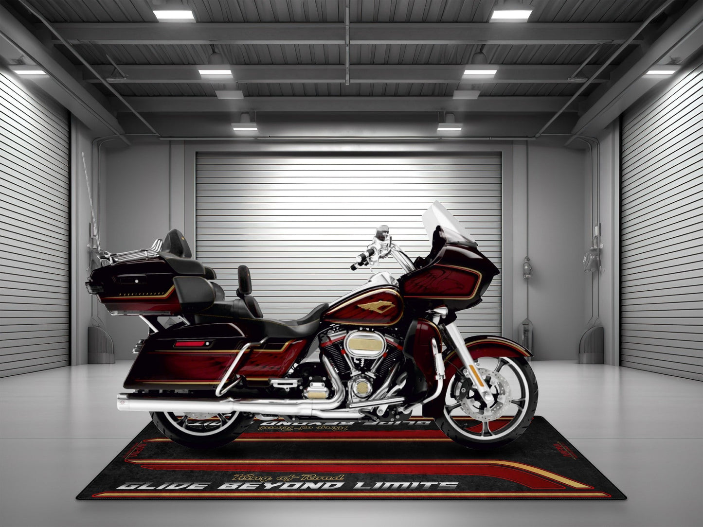 Motorcycle Mat for Special Cruiser Motorcycle "Glide Beyond Limits - King of Road" - MM7351 - Howling Moto