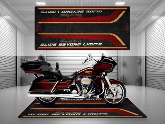 Motorcycle Mat for Special Cruiser Motorcycle "Glide Beyond Limits - King of Road" - MM7351 - Howling Moto