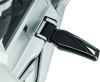 Black Kuryakyn Phantom Pegs without adapter for cruiser motorcycles, model 5761, shown mounted on motorcycle footrest.
