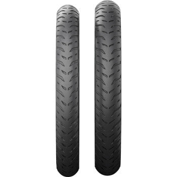 Michelin Pilot Street 2 motorcycle tire, 80/90-14, front or rear, with tread pattern visible, mounted on a wheel.