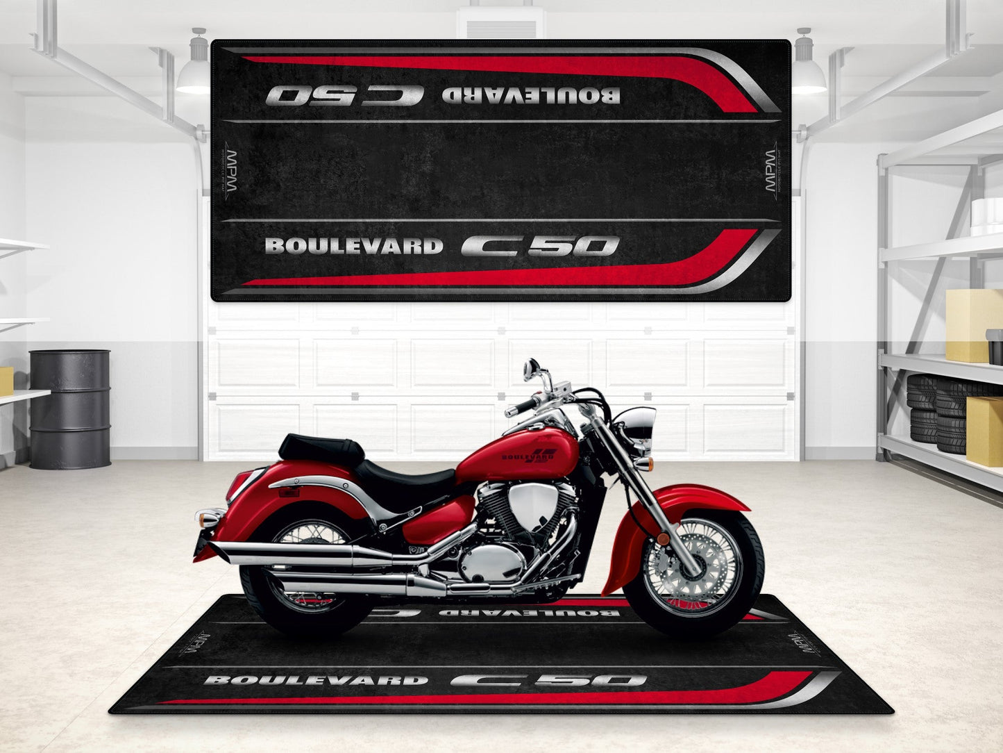 Designed Pit Mat for Suzuki Boulevard C50 Motorcycle - MM7367 - Howling Moto