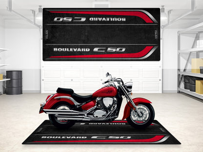 Designed Pit Mat for Suzuki Boulevard C50 Motorcycle - MM7367 - Howling Moto