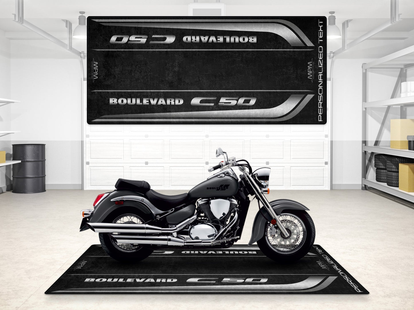 Designed Pit Mat for Suzuki Boulevard C50 Motorcycle - MM7367 - Howling Moto