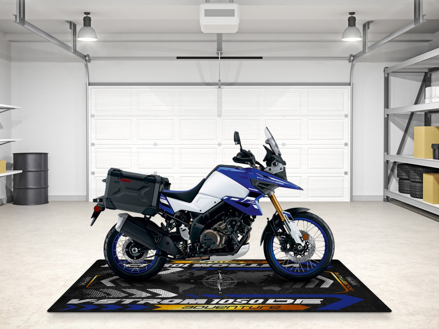 Designed Pit Mat for Suzuki V-STROM 1050DE Adventure Motorcycle - MM7369 - Howling Moto