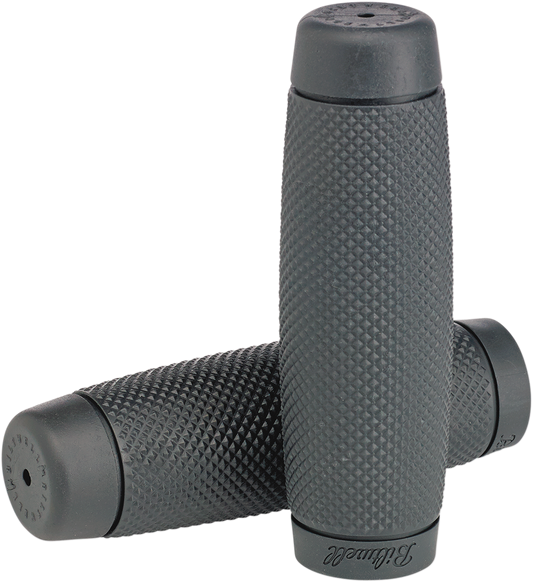 Gray BILTWELL Recoil 1-inch motorcycle grips with textured rubber surface, designed for comfortable handling and style.