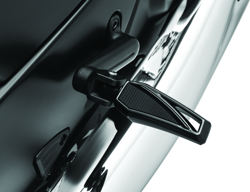 Black Kuryakyn Phantom Pegs without adapter for cruiser motorcycles, showing the sleek footpeg design and mounting hardware.