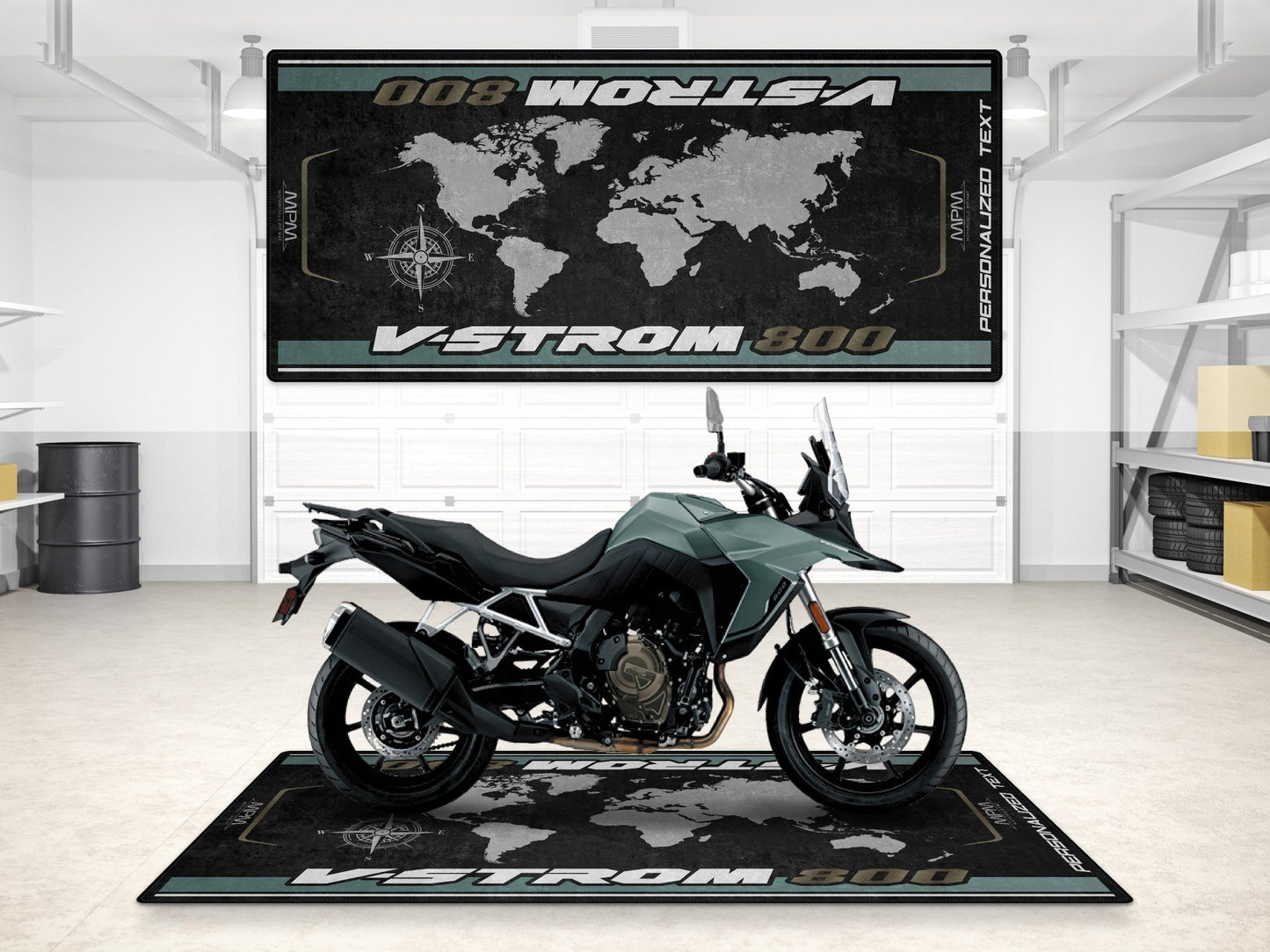 Designed Pit Mat for Suzuki V-STROM 800 Motorcycle - MM7375 - Howling Moto