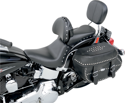 Bill's Exhausts SADDLEMEN Touring Pillion seat with studs for FB models 2007-2017, designed for comfortable passenger riding.