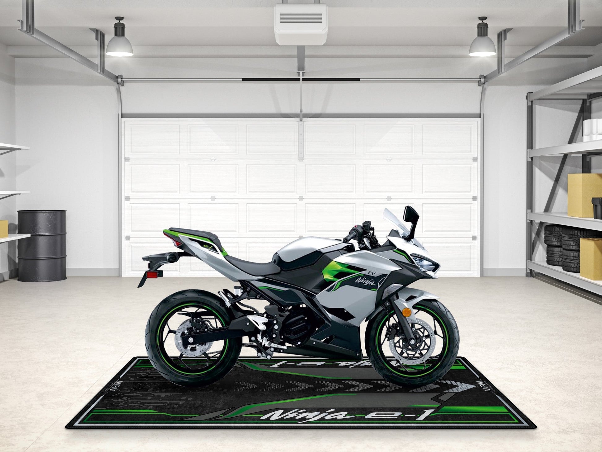 Designed Pit Mat for Kawasaki Ninja e-1 Motorcycle - MM7385 - Howling Moto
