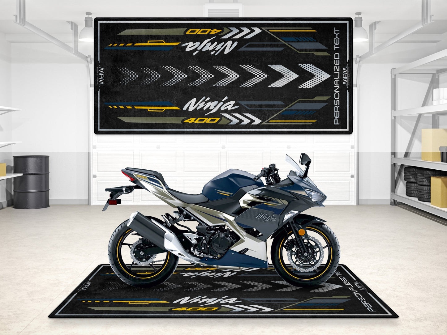 Designed Pit Mat for Kawasaki Ninja 400 Motorcycle - MM7386 - Howling Moto