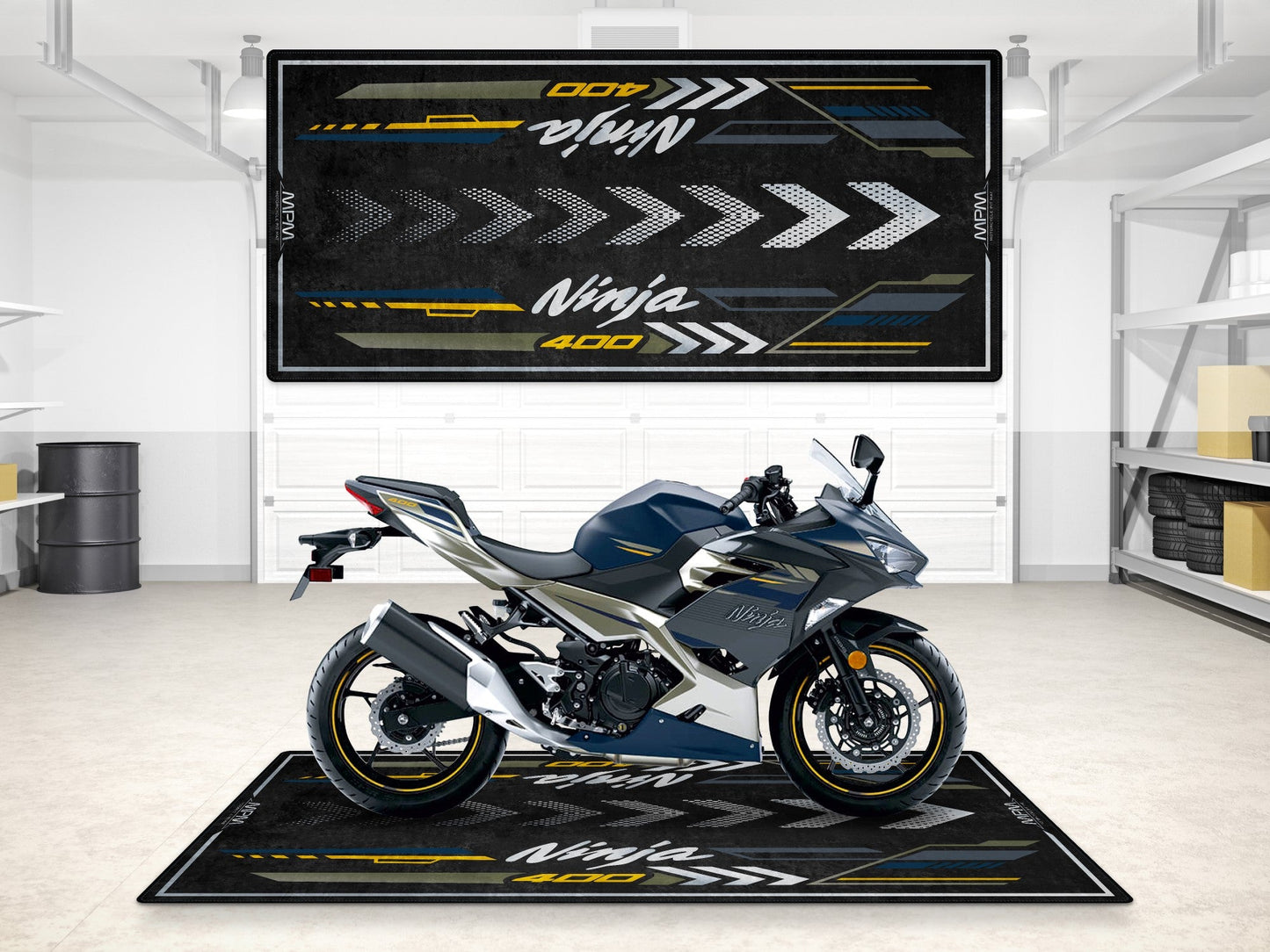 Designed Pit Mat for Kawasaki Ninja 400 Motorcycle - MM7386 - Howling Moto