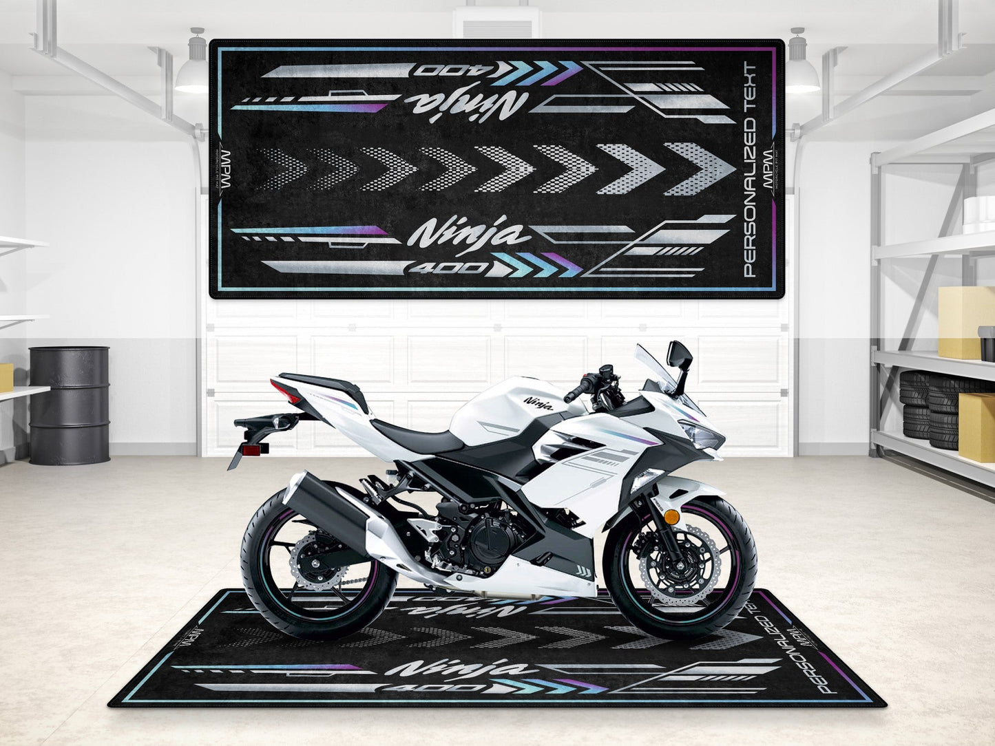 Designed Pit Mat for Kawasaki Ninja 400 Motorcycle - MM7386 - Howling Moto