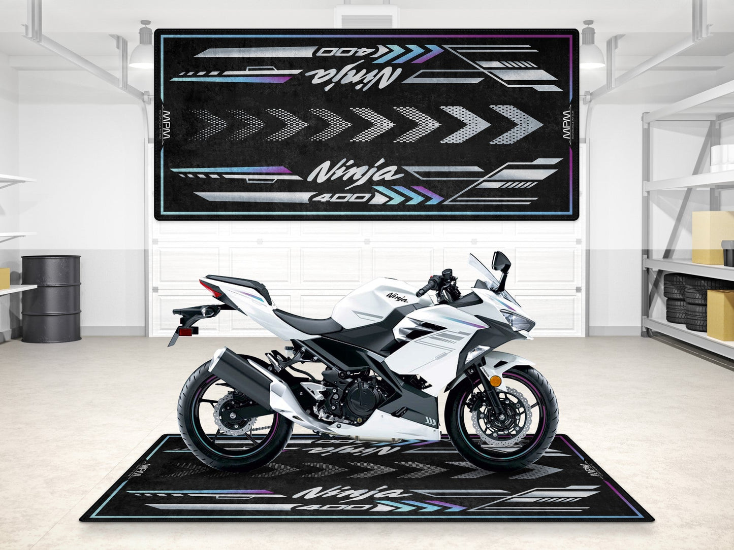 Designed Pit Mat for Kawasaki Ninja 400 Motorcycle - MM7386 - Howling Moto
