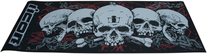 Large ICON Skull Absorbent Pit Pad by Bill's Exhausts, featuring a skull design for motorcycle pit stops.