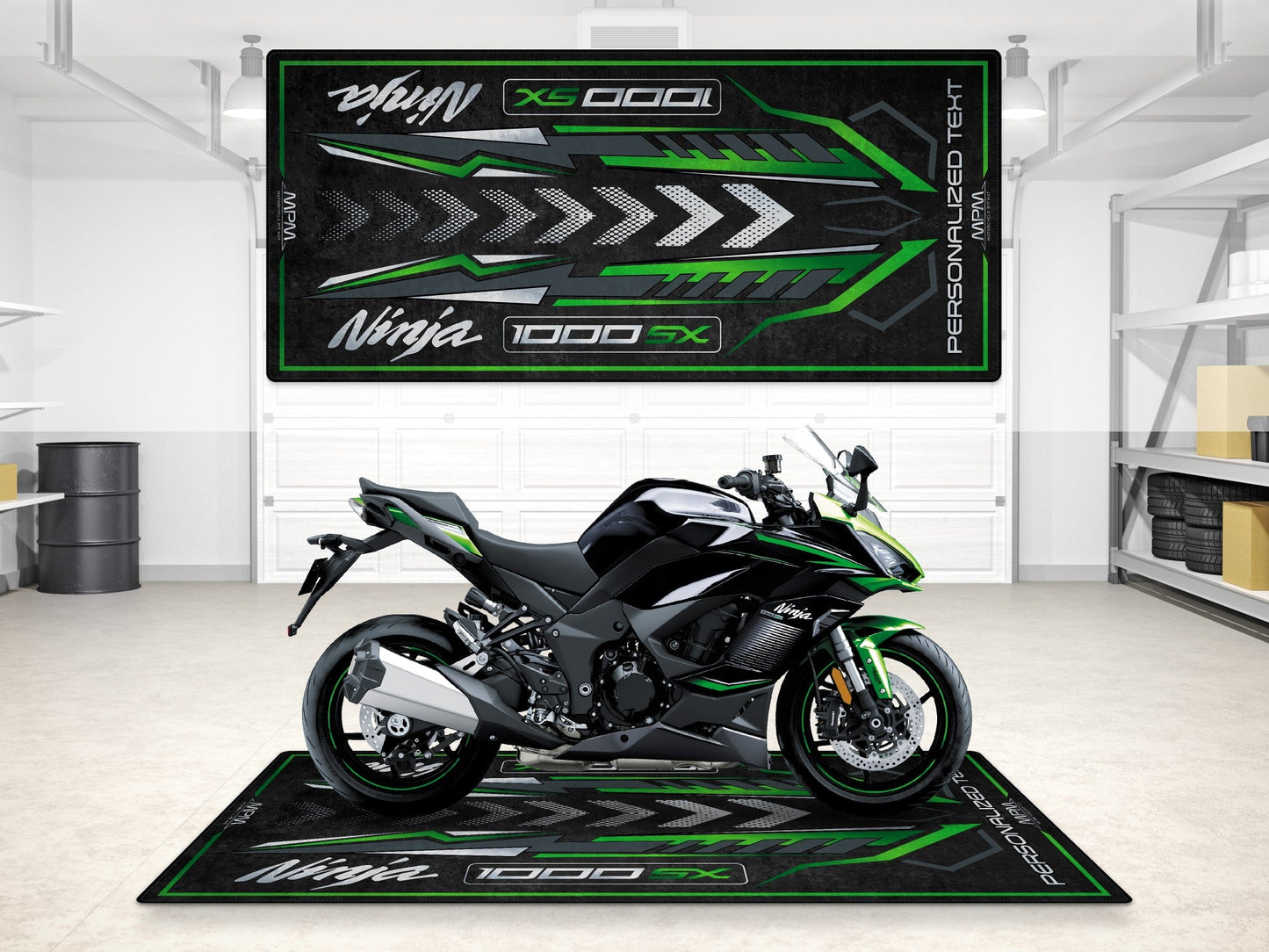 Designed Pit Mat for Kawasaki 1000SX Motorcycle - MM7390 - Howling Moto