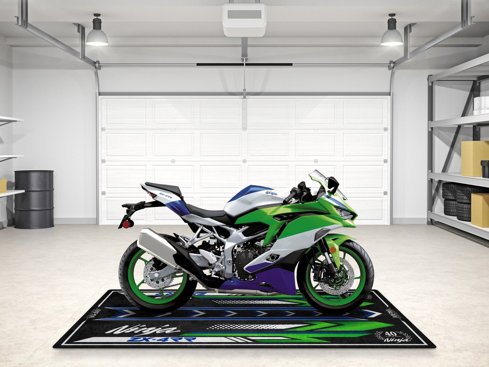 MPM Motorcycle Mat for Kawasaki Ninja ZX-4RR 40th Anniversary - MM7394 - Howling Moto
