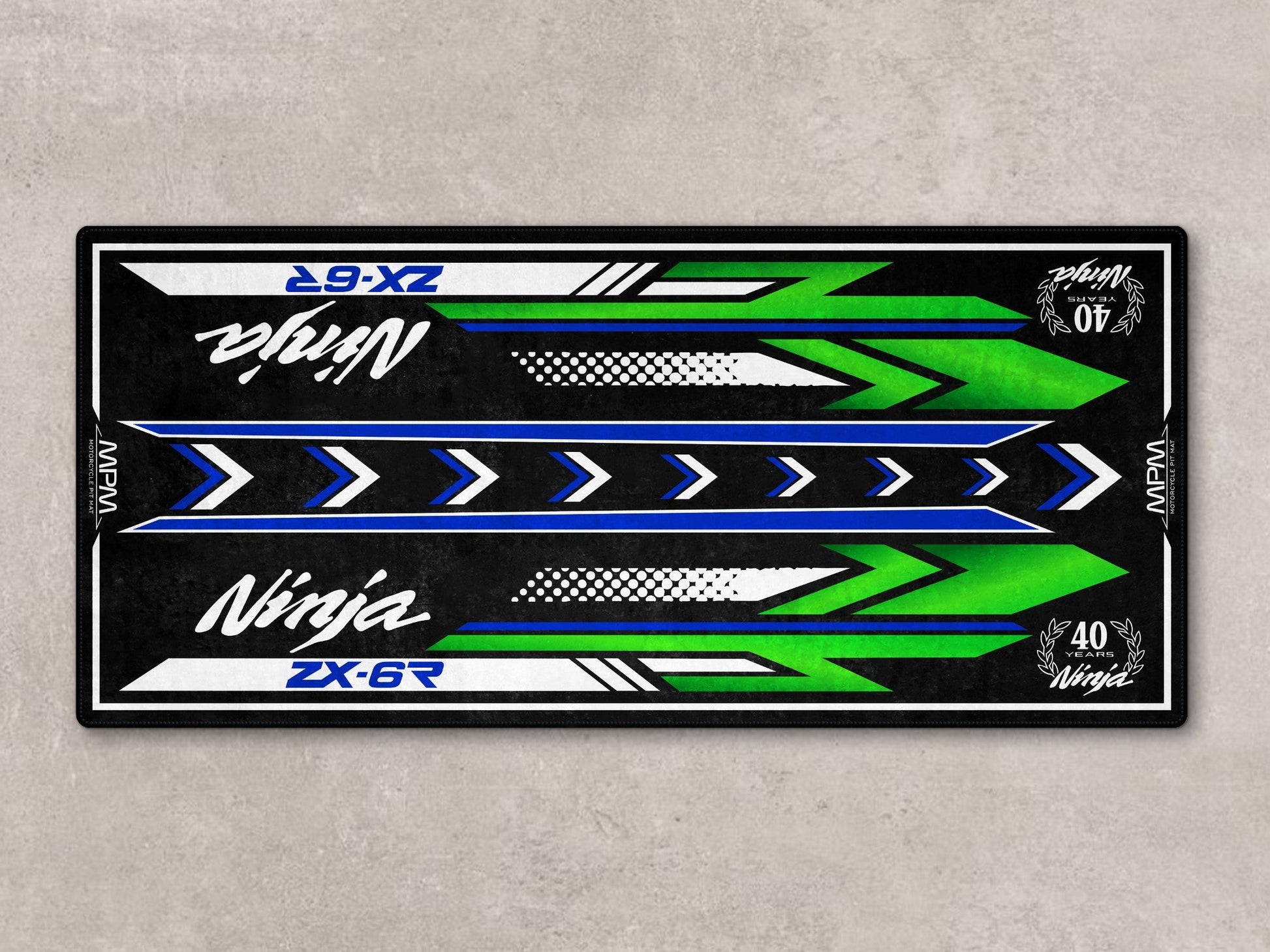 Designed Pit Mat for Kawasaki Ninja ZX-6R 40th Anniversary Motorcycle - MM7397 - Howling Moto