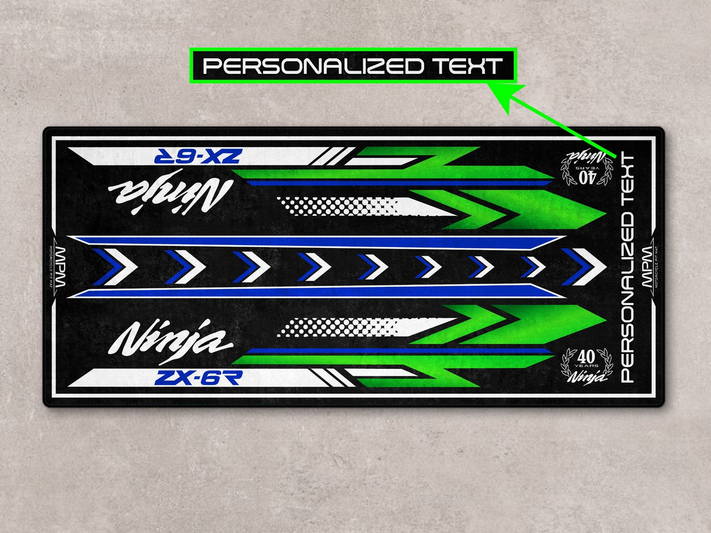 Designed Pit Mat for Kawasaki Ninja ZX-6R 40th Anniversary Motorcycle - MM7397 - Howling Moto