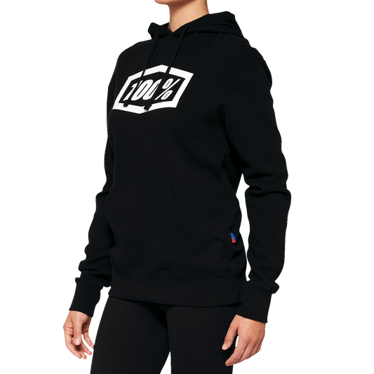 100% Women's Icon Hoodie - Black - Medium 20031-00001 - Howling Moto