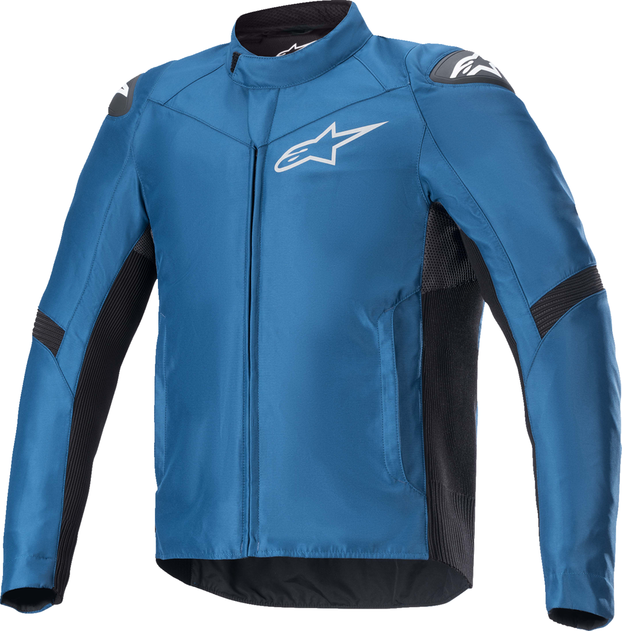 Alpinestars T SP-5 Rideknit jacket in black and blue, large size, featuring a sleek motorcycle jacket design.