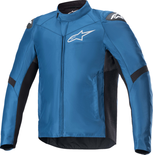 Alpinestars T SP-5 Rideknit jacket in black and blue, large size, featuring a sleek motorcycle jacket design.