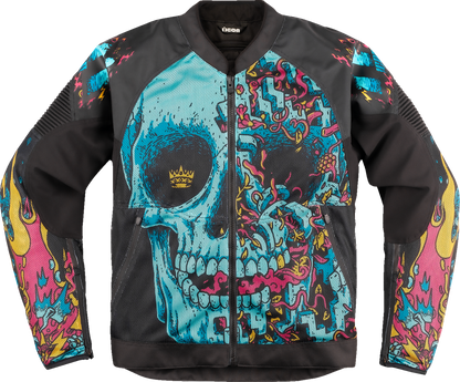 Bill's Exhausts ICON Overlord3 Mesh Munchies™ jacket in teal, medium size, featuring lightweight breathable fabric and sporty design.